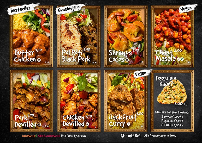 Speisekarte für Streetfood-Festivals