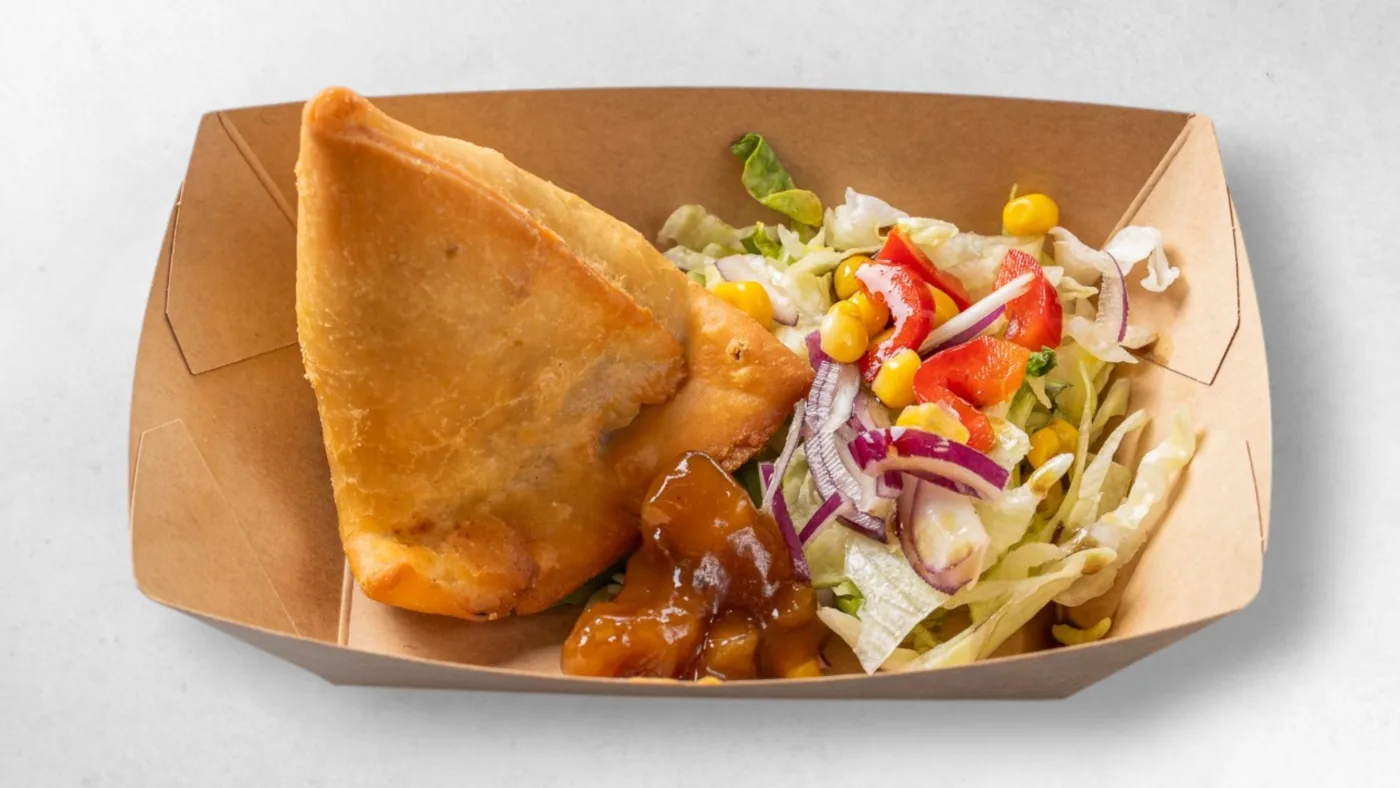 Samosa mit Salat und Sauce